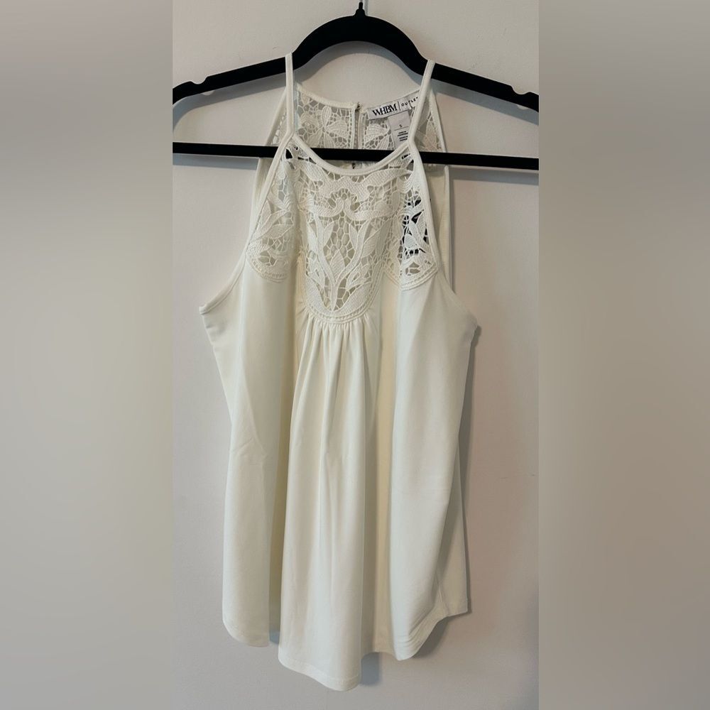 White House Black Market Lace Sleeveless Halter Top Size S Color White